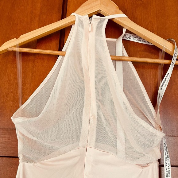 House of CB Aurelia Dress Maxi Thigh Slit Mesh Stretch Pink Size Small FLAW - Picture 8 of 12